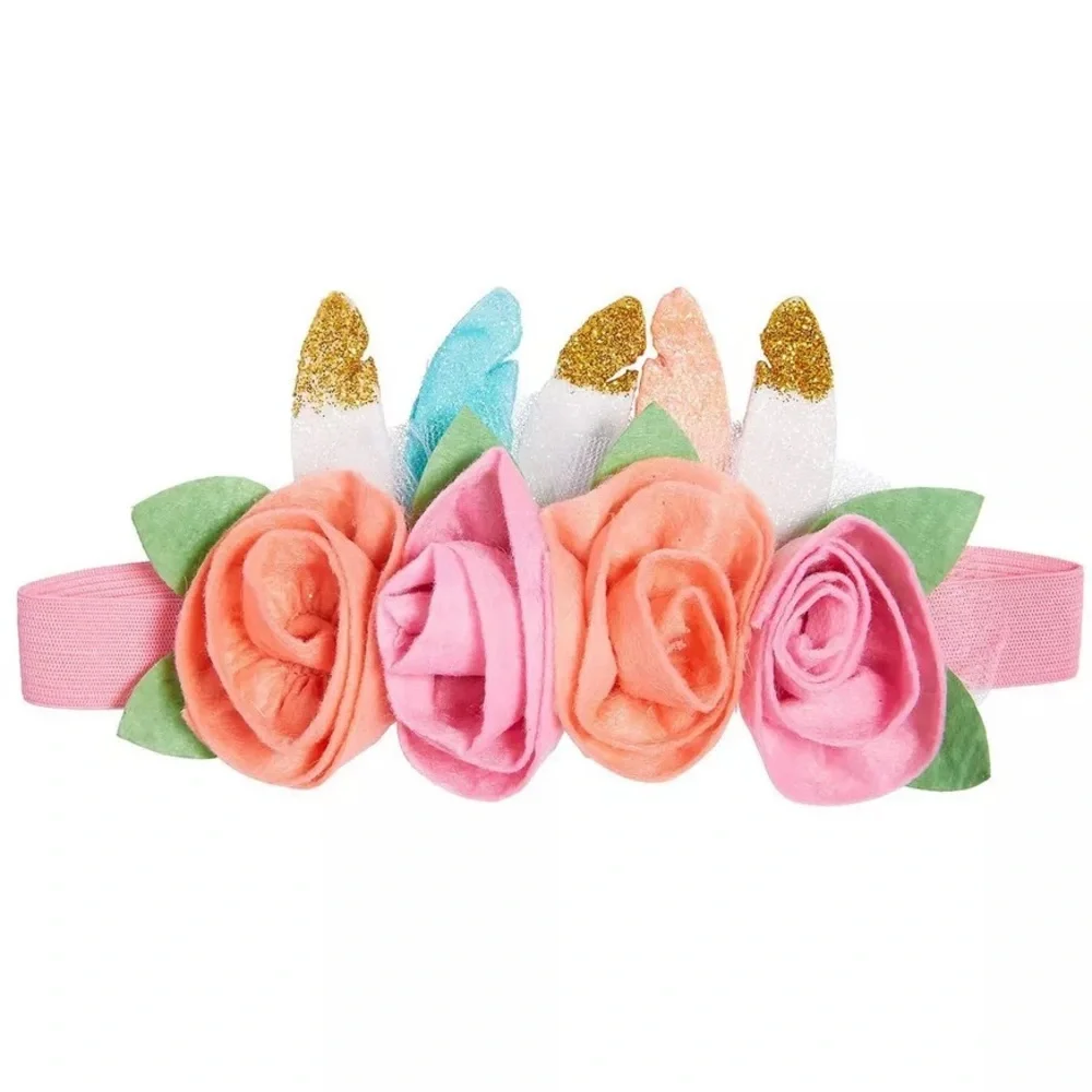 Boho Baby Girl First Birthday Candles Roses Headband